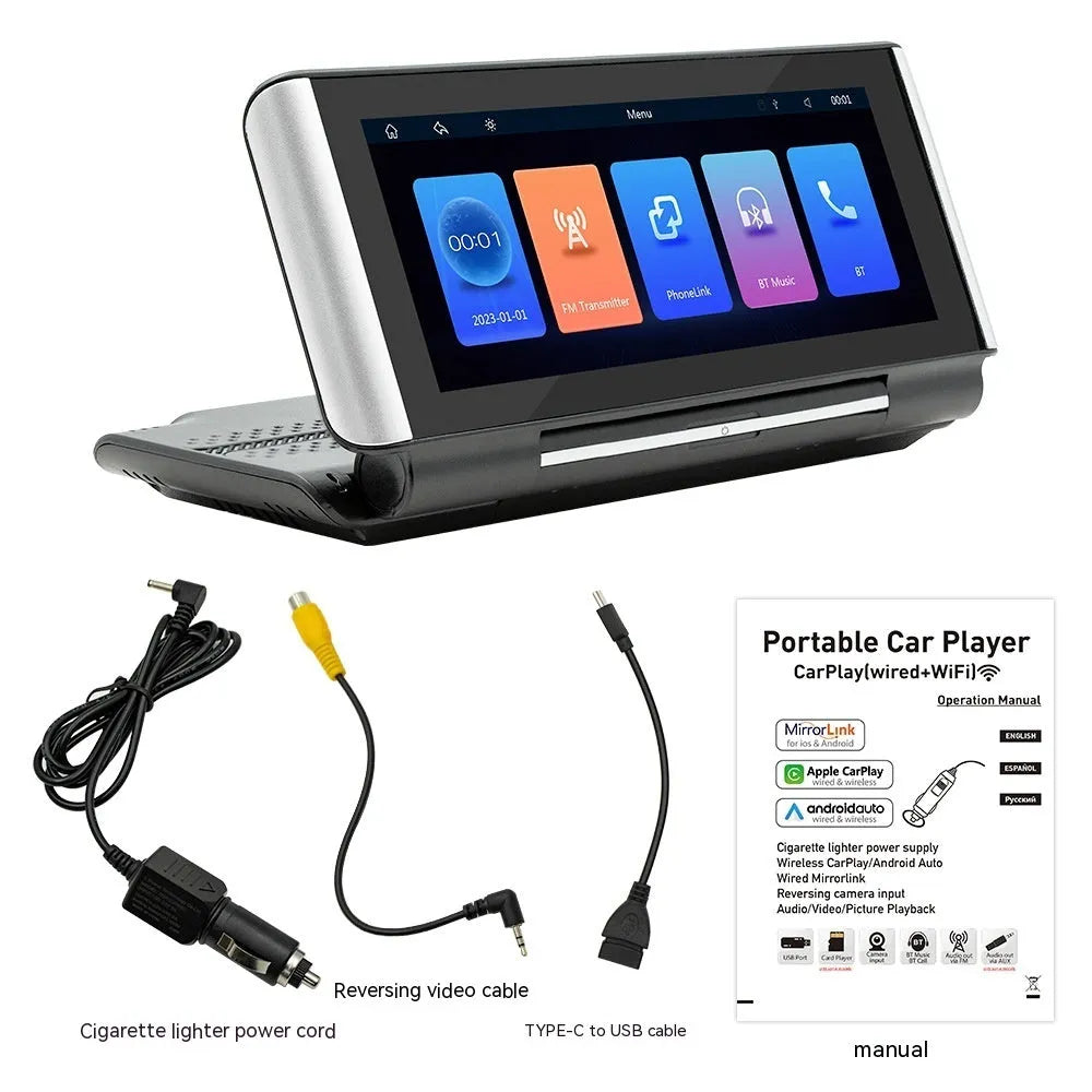 6.86 inch black vehicle MP5 player with screen showing CarPlay interface