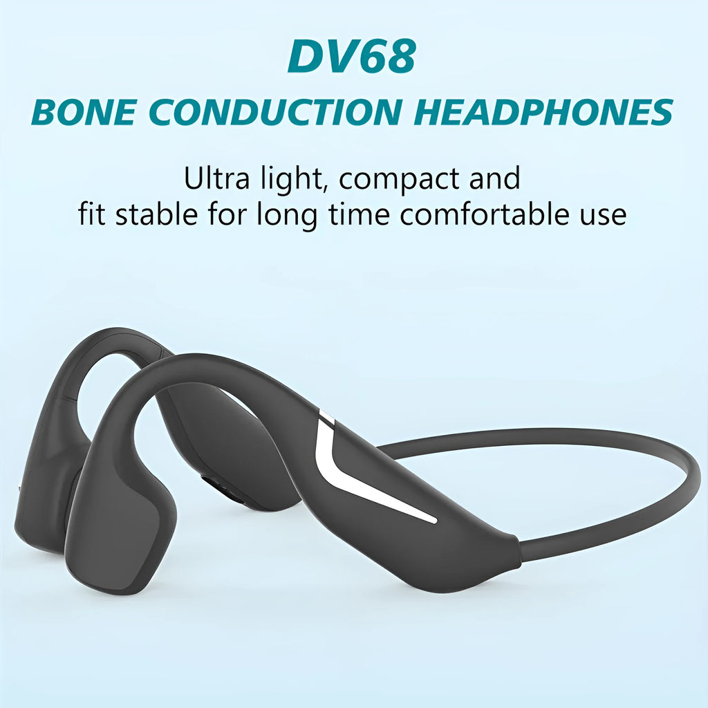 Bone conduction wireless sports headset with RGB lamp, IPX7 waterproof, Bluetooth 5.3, 34g, black or grey orange