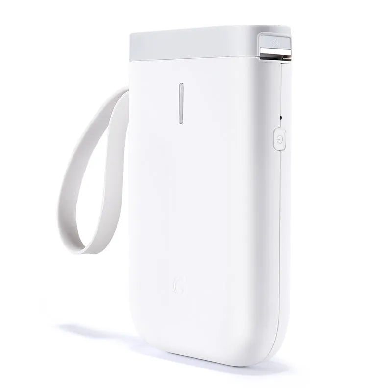 D11 Bluetooth thermal label printer with compact design showing dimensions and included accessories