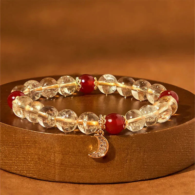 Handmade citrine red agate moon boom crystal bracelet for women