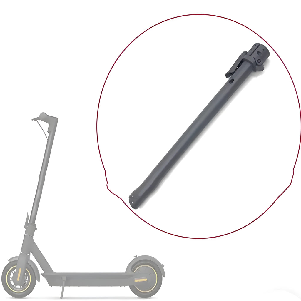 Black aluminium folding handlebar accessory for a Ninebot electric scooter, shown folded and unfolded.