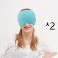 Black cooling gel eye mask for headache relief on a white background.