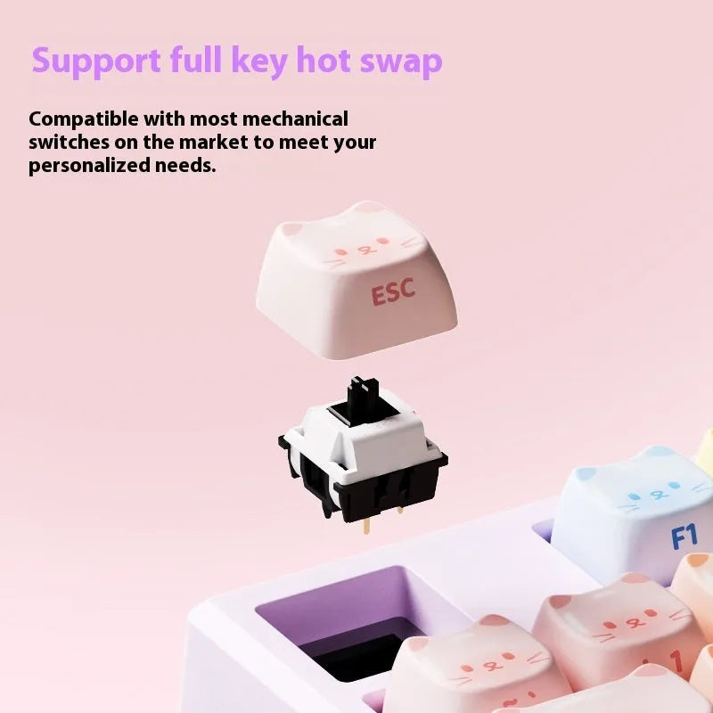 MG108B sugar cat coloured Bluetooth mechanical keyboard with piano switches and full 108 keys