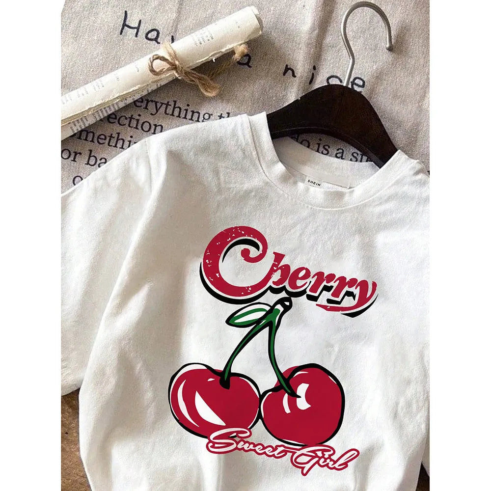 Children's casual short sleeve T-shirt with cartoon bear print in white polyester, suitable for kids 100-160cm height