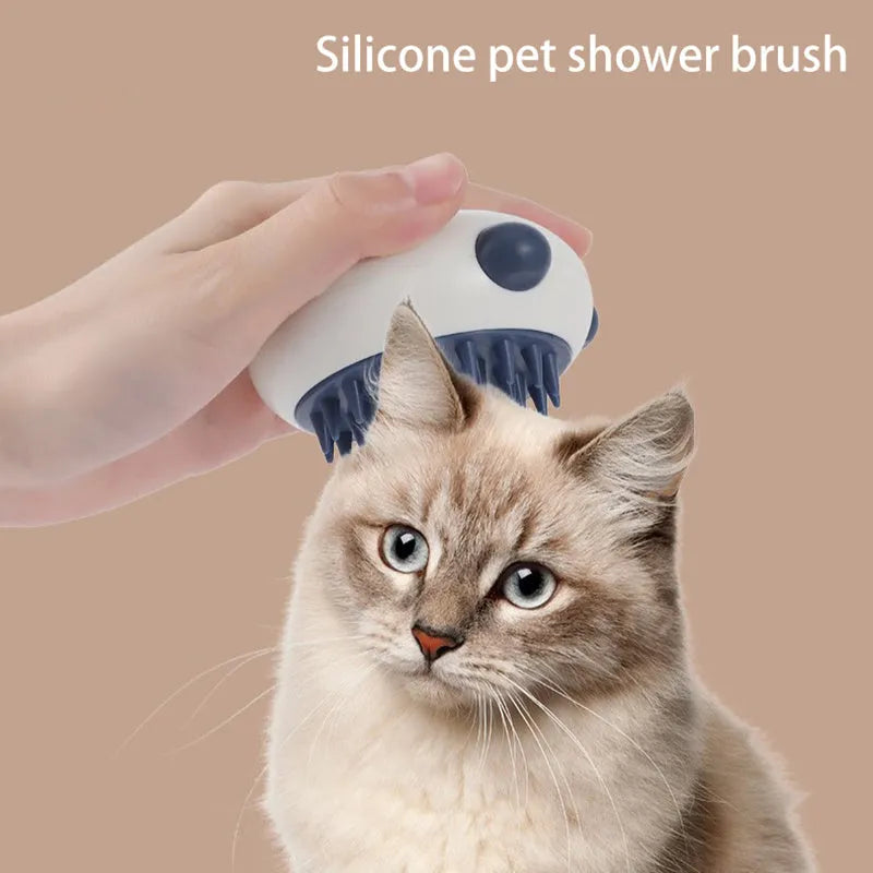Panda-shaped silicone pet shower brush with soft bristles for bathing cats and dogs