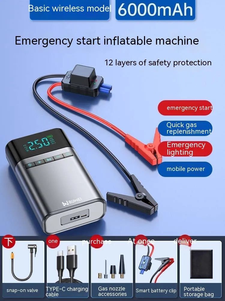 12400mAh capacity car jump starter power bank with aluminium alloy shell in EVA storage case