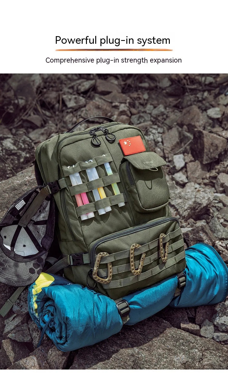 17-inch tactical backpack in Army Green with waterproof nylon construction