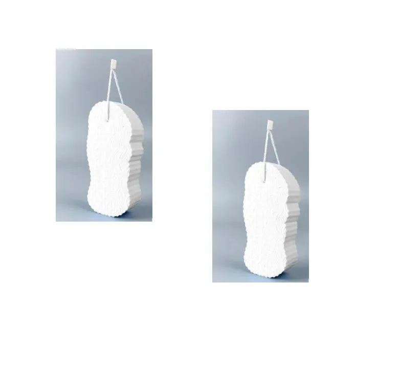 3D fish scale pattern bath sponge in white, grey, pink or light blue colours for gentle exfoliation
