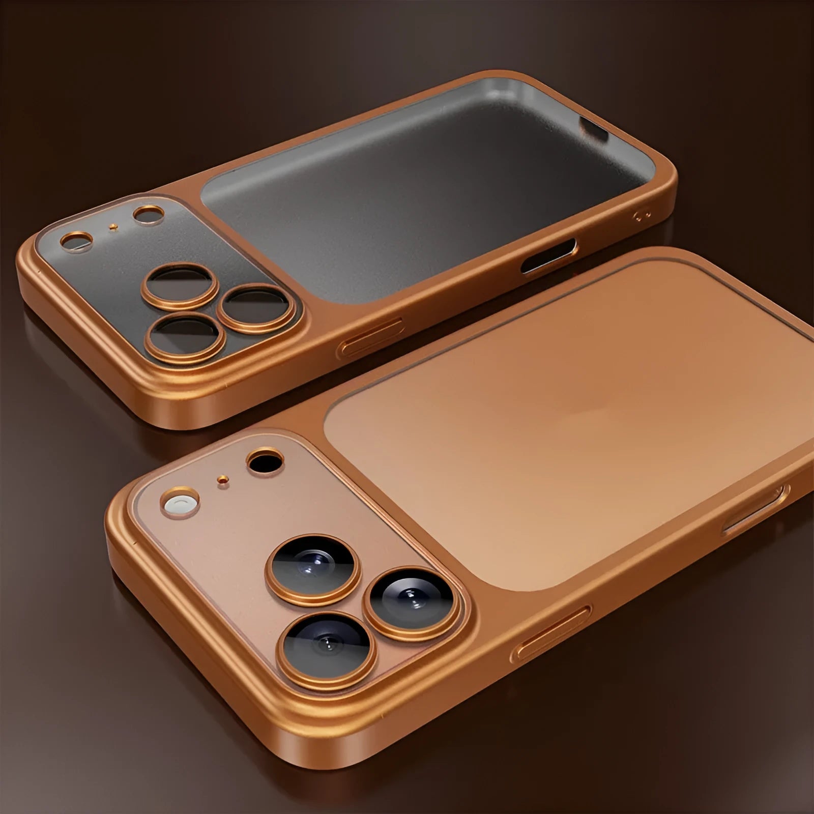 Frosted electroplating phone case for iPhone 17 in five colour options showing all-inclusive drop-resistant design