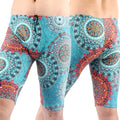 Men's green and navy blue quick-dry swimming trunks with anti-embarrassment lining, loose plus-size fit.