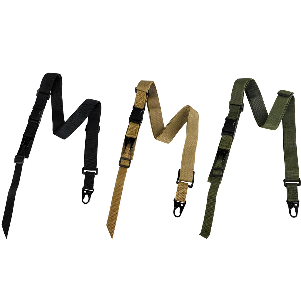 Nylon crossbody sling strap with alloy buckle in black, army green, or khaki colours