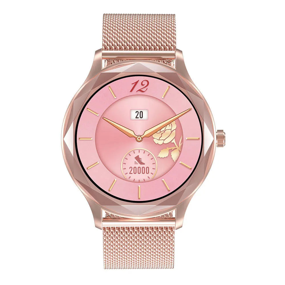 DT86 smart watch bracelet with 1.09-inch LTPS LCD screen and silicone strap in steel gold