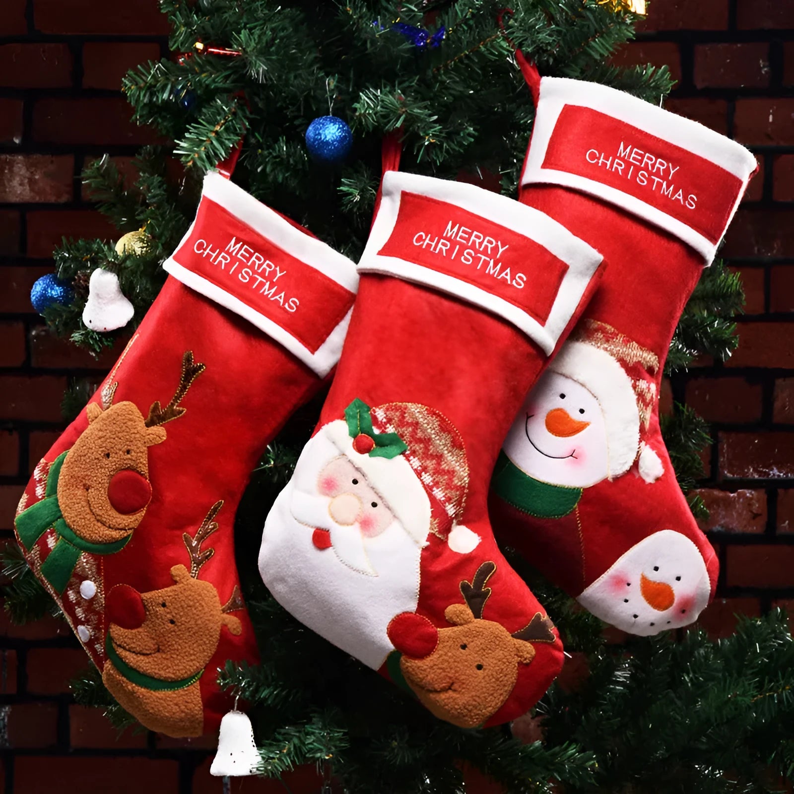 American style Christmas stocking pendant decorations in elk, old man and snowman non-woven fabric designs