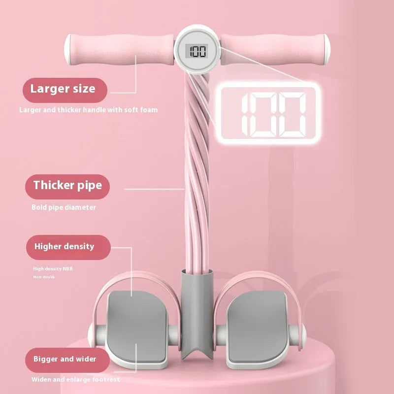 Portable foot pedal pull device for abdominal training in ABS plastic with tube resistance options