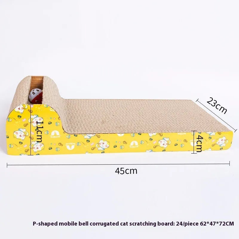Corrugated paper cat scratch board with leather trim in seven shape styles