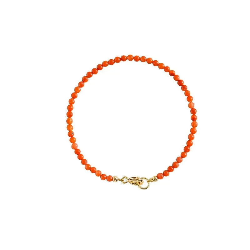 Women's bracelet with natural Southern Red Agate gemstones in retro versatile design showing cherry red colour option