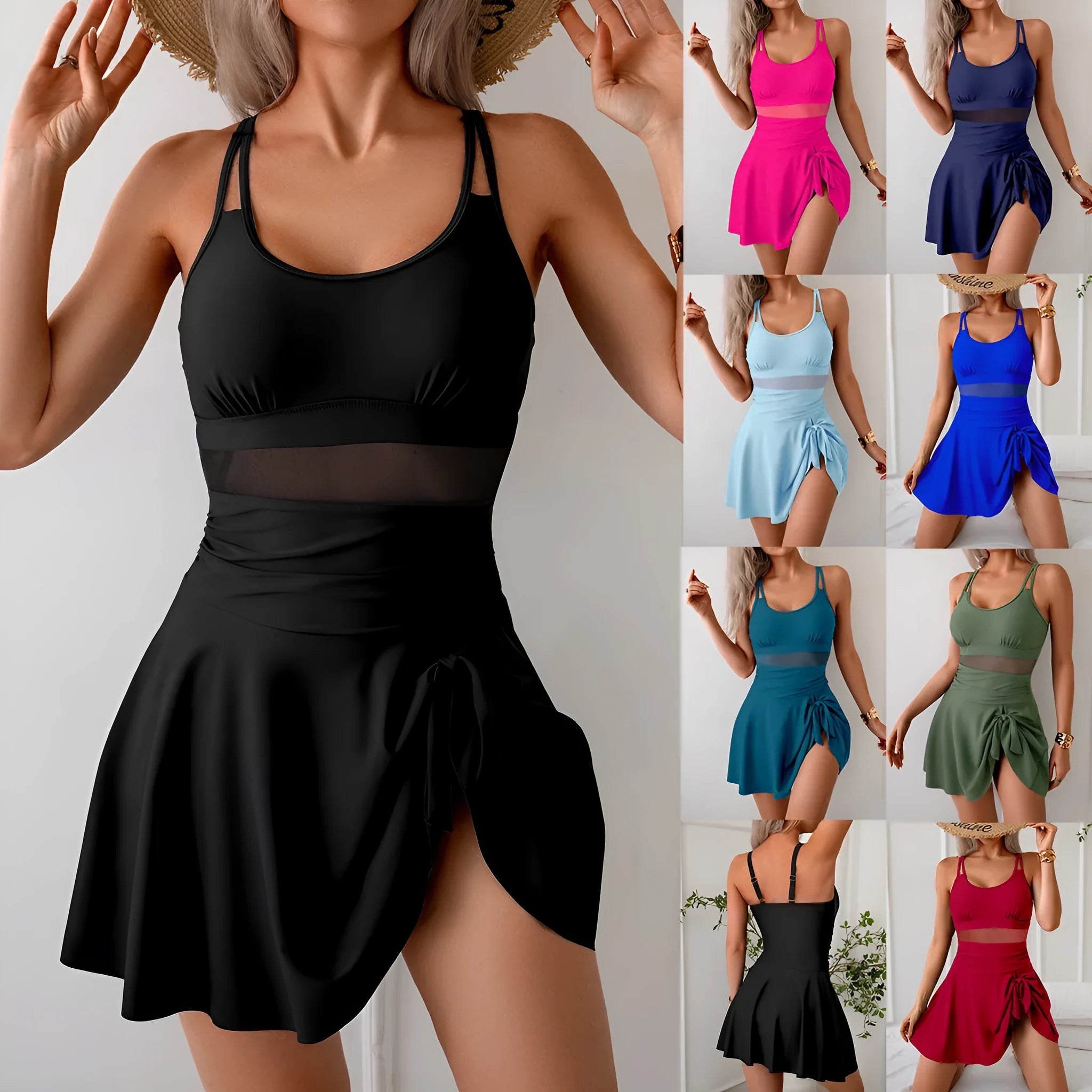 Women's solid colour one-piece swimsuit in nylon spandex fabric with backless cut and high elasticity, available in sizes S to XXL