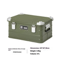 Field green aluminum alloy camping storage box with 58x38x28cm dimensions for vehicle-mounted equipment organisation