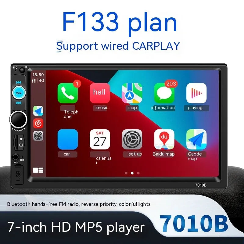 7-inch HD Bluetooth car multimedia player for vehicles with LCD screen and mobile connectivity