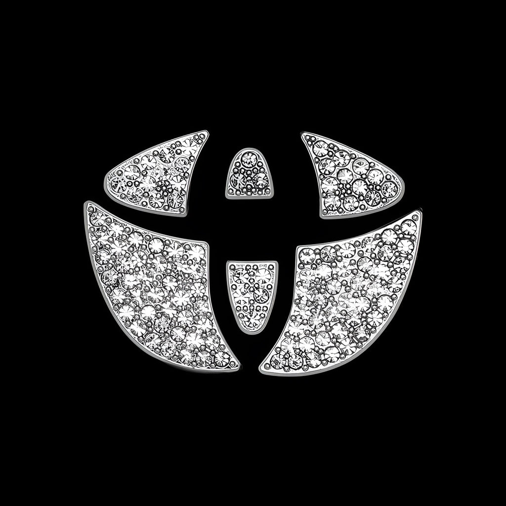 Zinc alloy diamond decorative sticker for Toyota car steering wheel.