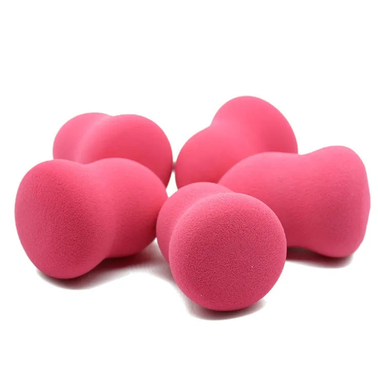 Pink hydrophilic non-latex makeup sponge for foundation application, shown wet and dry