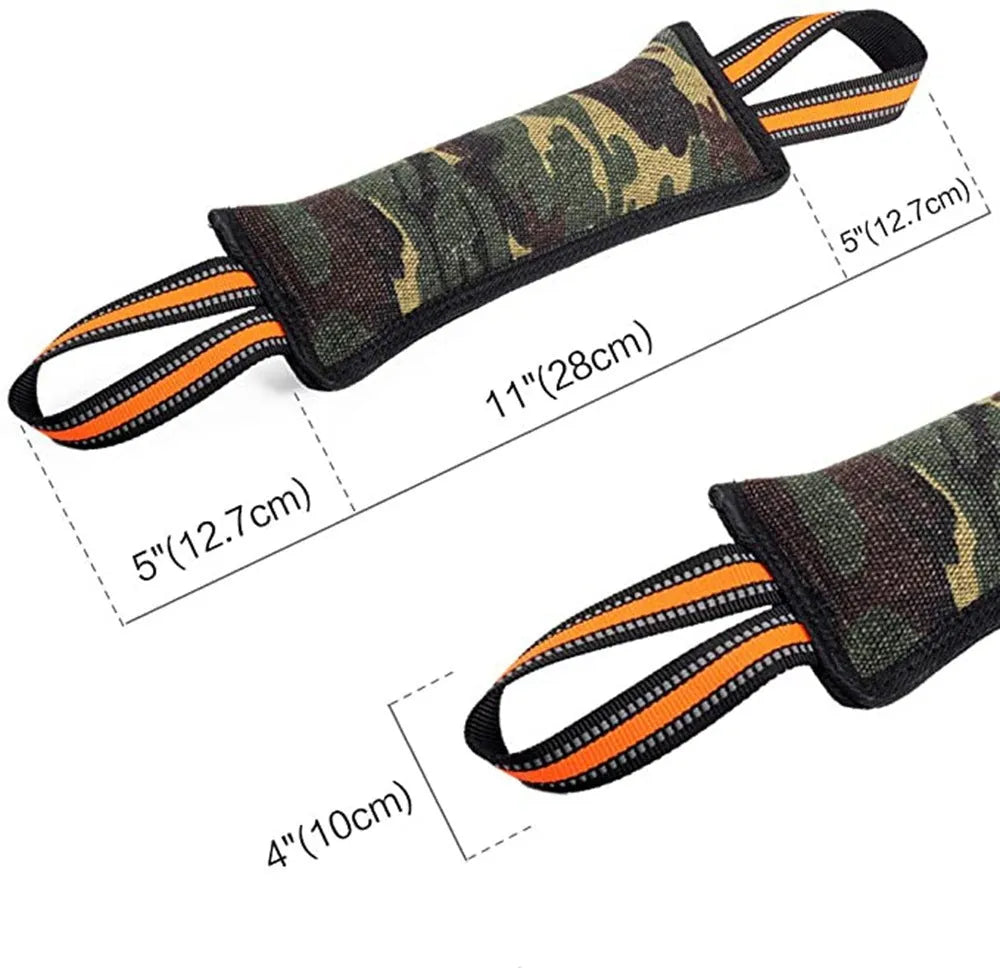 Yellow-edged reflective jute dog training bite stick measuring 55cm in length