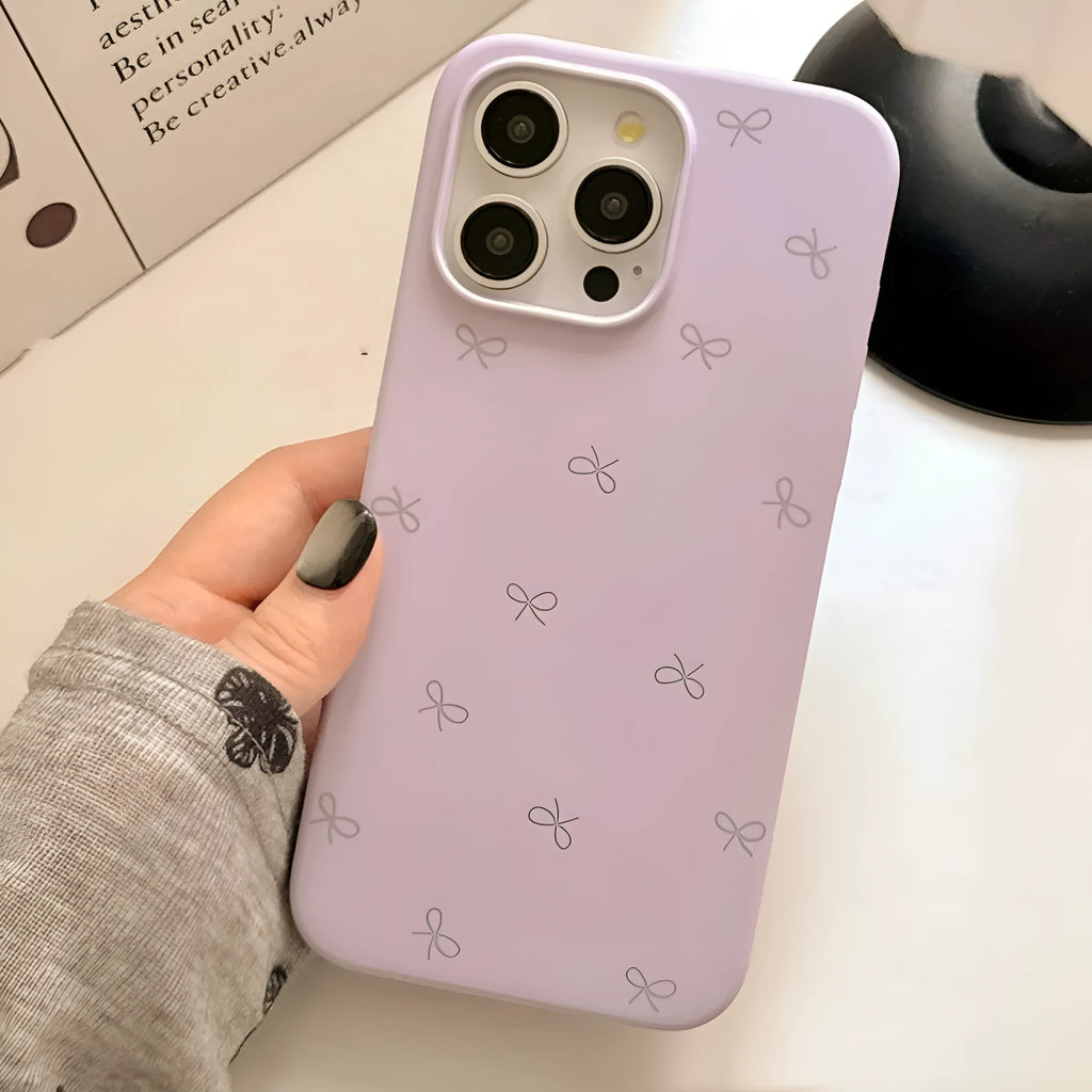 Liquid silicone phone case with bow design in antique white, shockproof, for iPhone 13 Pro Max