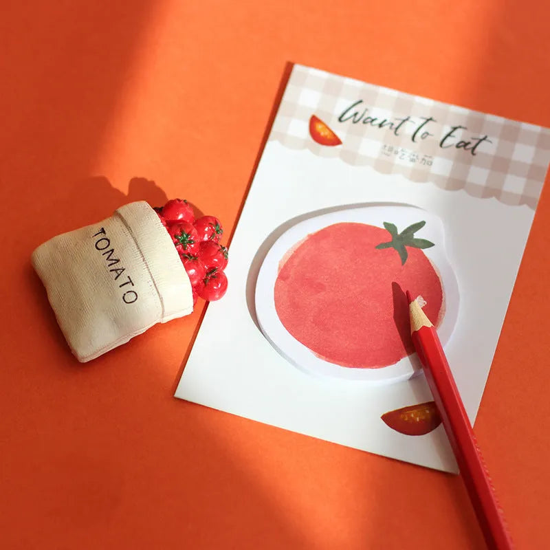 Food Bread Handbook note paper set showing 30 sheets and a back card, in tomato colour theme.