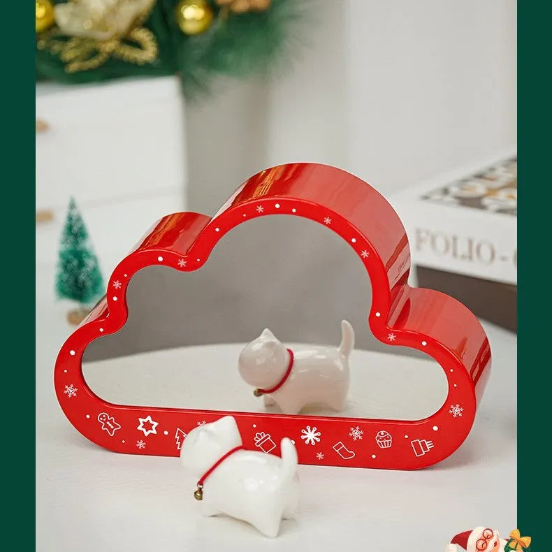 Assembled building block cloud night lamp with decorative mirror and LED table light on desk