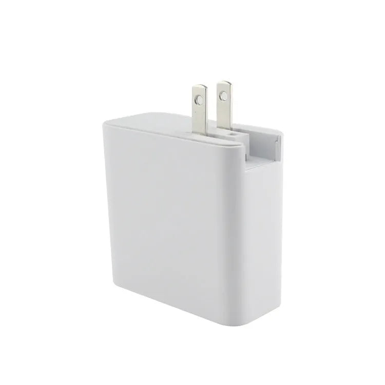 Black 48W USB-C four-port wall charger with UK plug on a white background