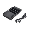 Black plastic smart universal phone desktop fast charger with USB interface and dual plug standards
