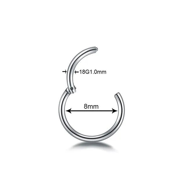 G23 titanium segment hinged clicker ring for septum nose piercing in rainbow colour finish