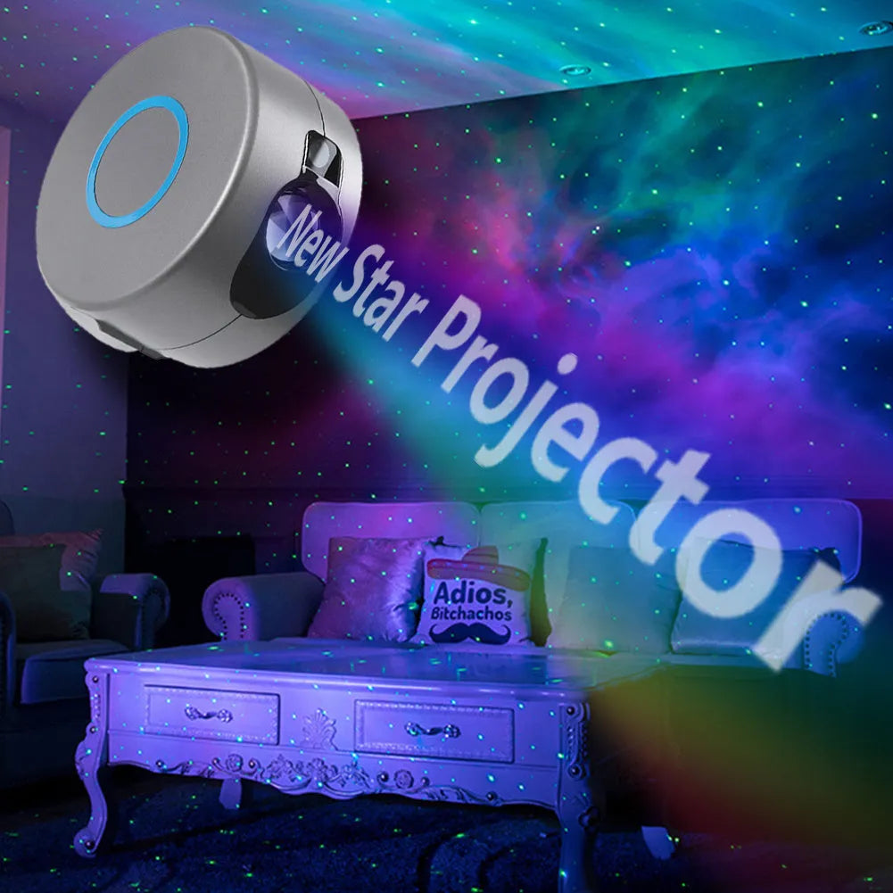 Grey ABS starry sky projection lamp with remote control for indoor atmospheric lighting