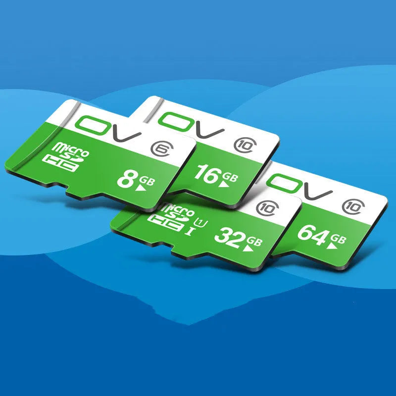 Class 10 high-speed memory card with 10 MB/s transfer rate in multiple capacities 8GB to 64GB