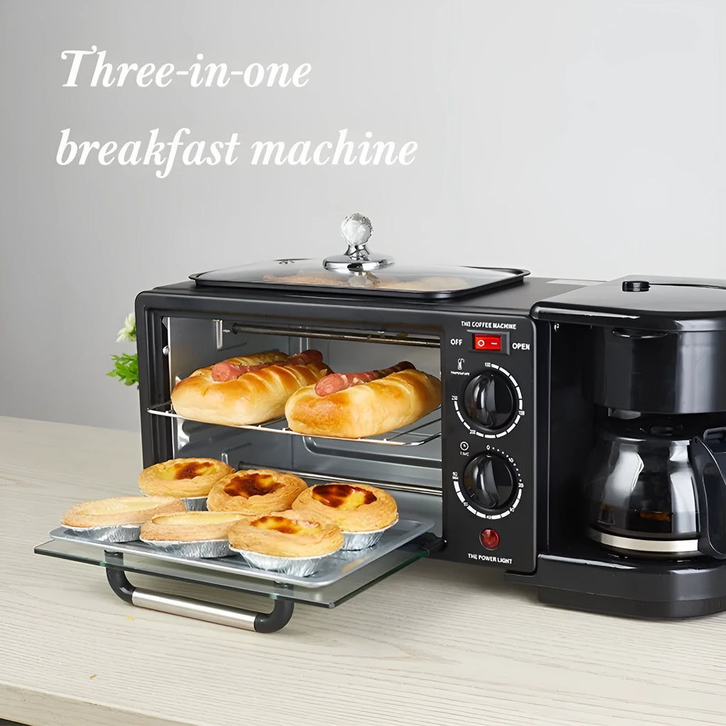 Three-in-one multifunctional breakfast machine stainless steel black NEG panel for 2-3 people