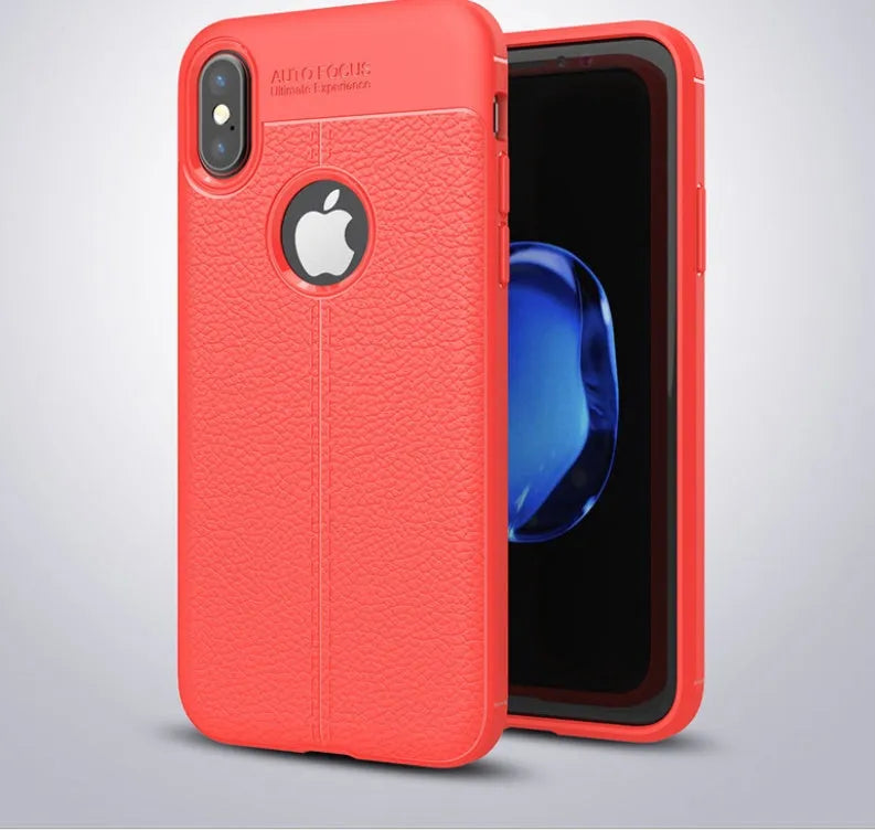WeFor PU leather texture slim silicone case for OnePlus 6, 5, and 5T phones with screen protector