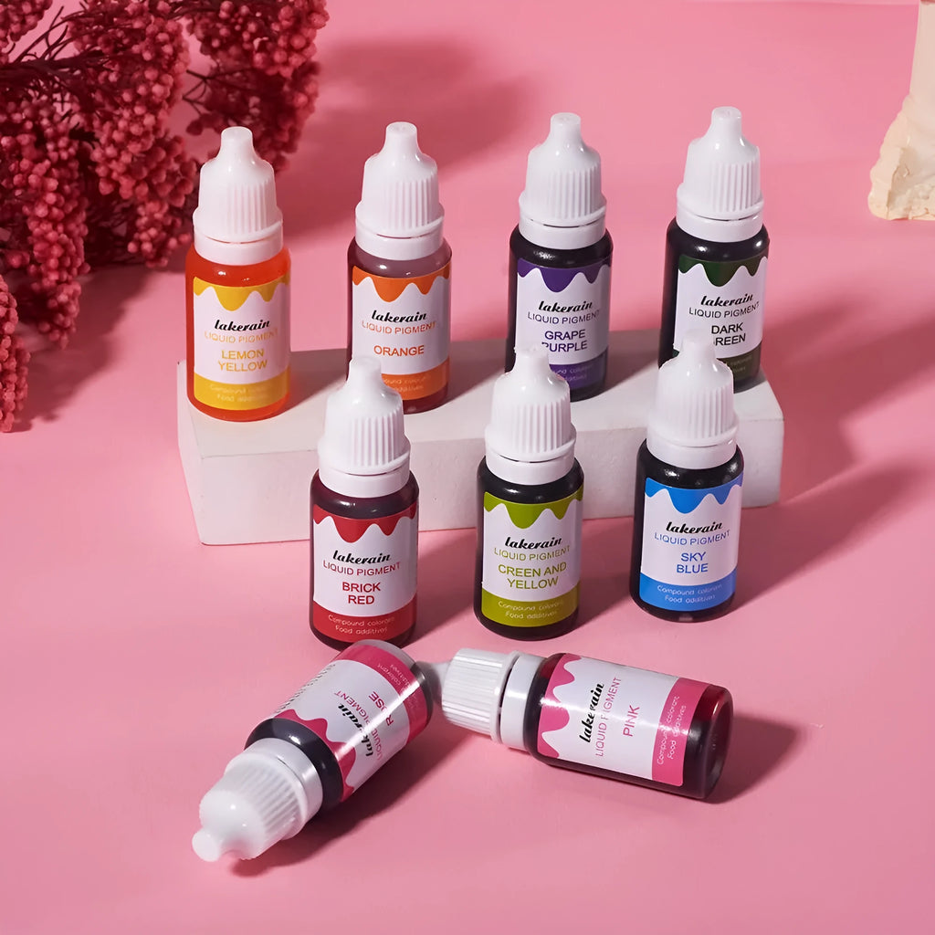 Set of 24 pigment bottles in assorted colours with craft accessories including glitter, sponge, and toy components