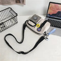 Casual nylon messenger bag for men and women, 22 x 6 x 17 cm, in black milky white grey or blue with two badge pendants