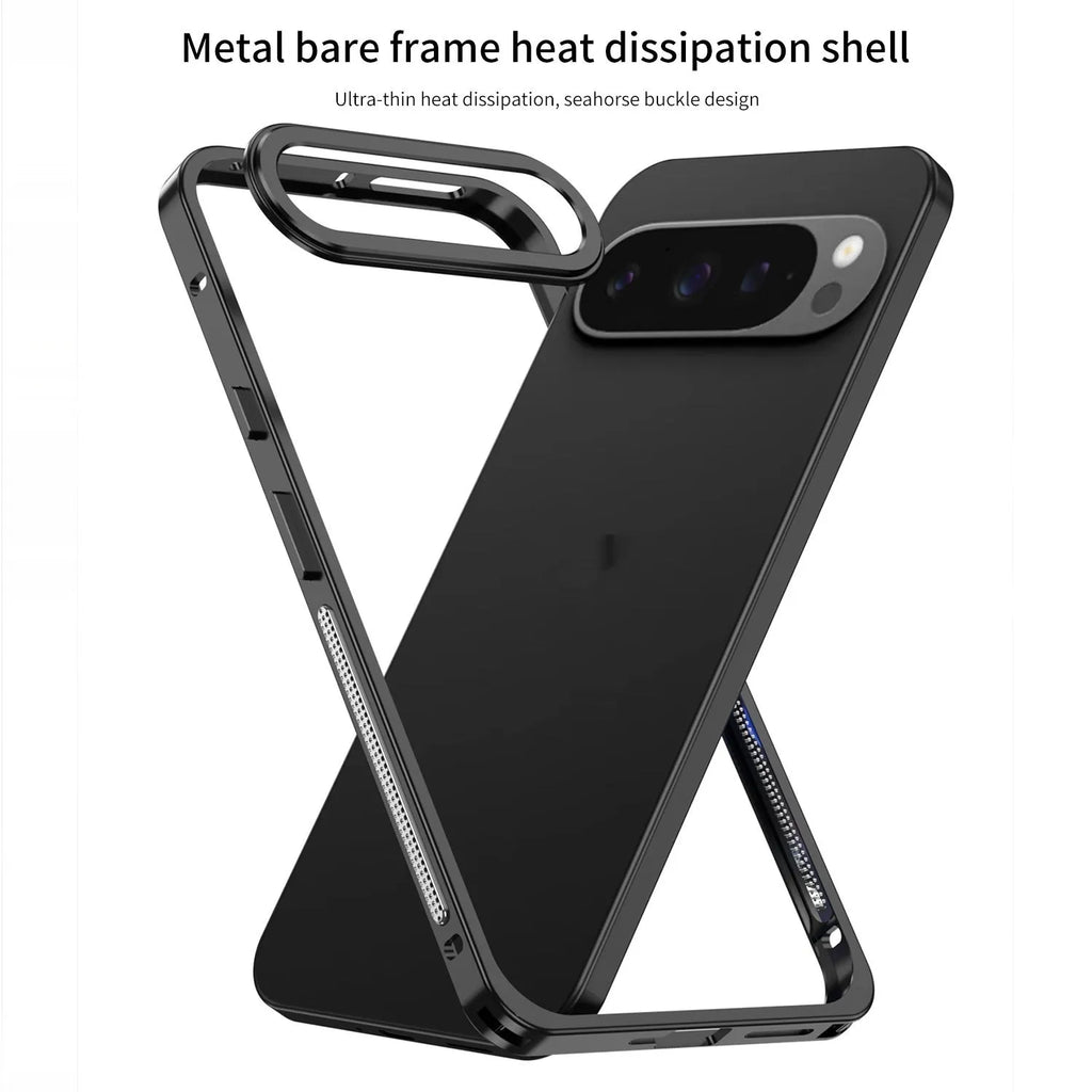 Aluminum alloy phone case for Google Pixel 9 with heat dissipation and separate lens case in four colour options