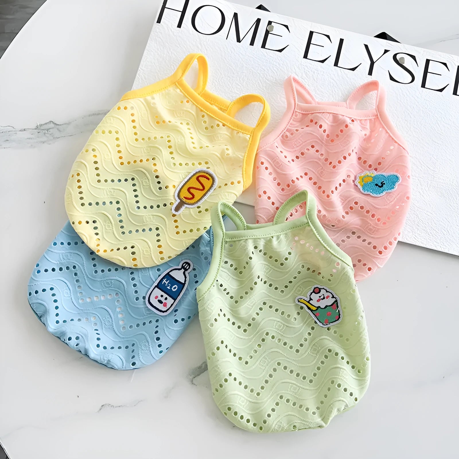 Polyester pet vest with cool mesh breathable straps in various colours and sizes for dogs