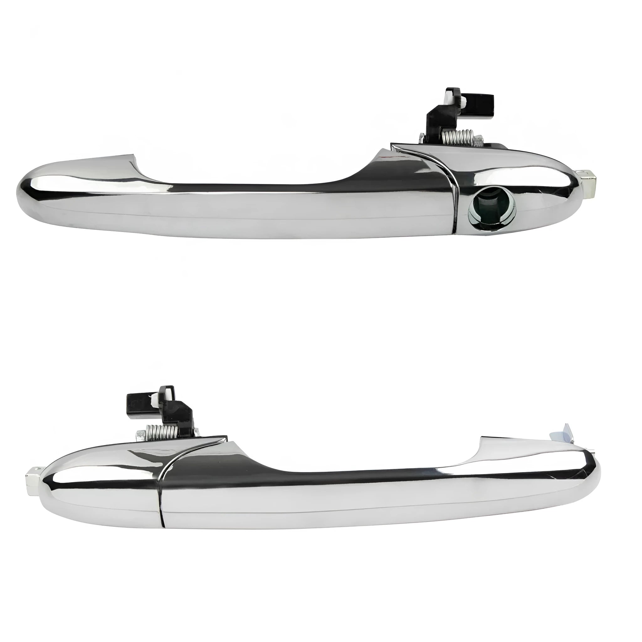 Black plastic Fiat 500 car door handle replacement part measuring 16.2 cm long