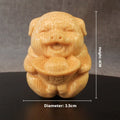 Solid bamboo carved pig ornament with traditional Chinese carving techniques measuring 4cm height