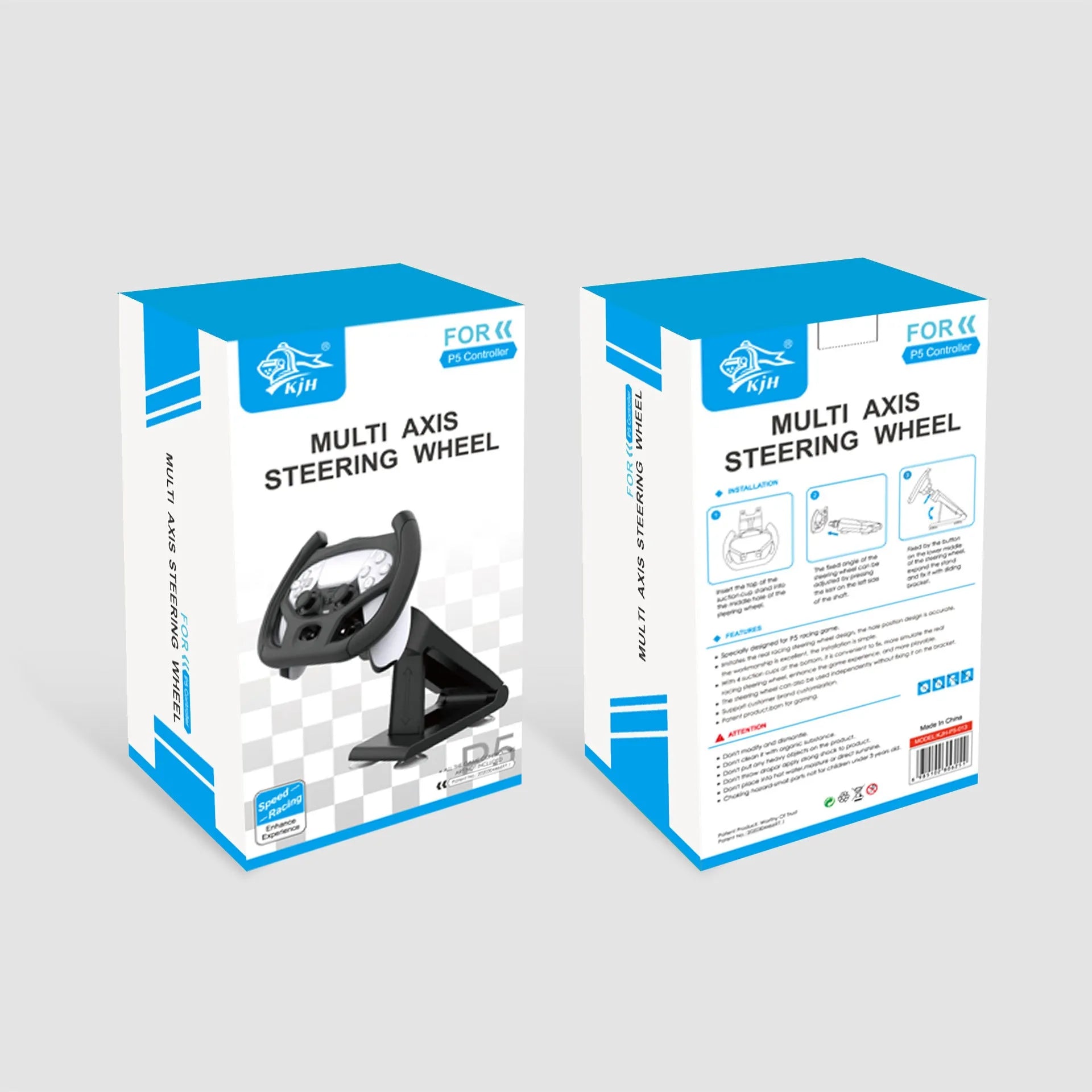 Black ABS plastic gamepad steering wheel bracket with suction cup, holding a smartphone.
