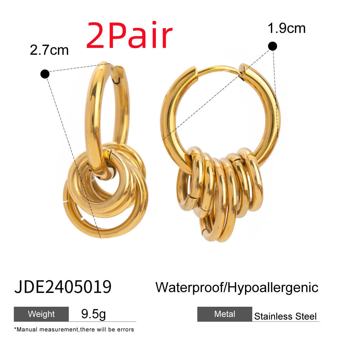 A pair of ins style stainless steel earrings with an electroplated silver-coloured finish.
