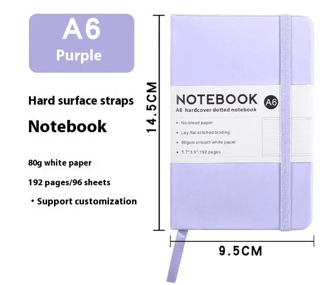 A5 office diary with hand skin feeling PU leather strap cover and lined inner pages