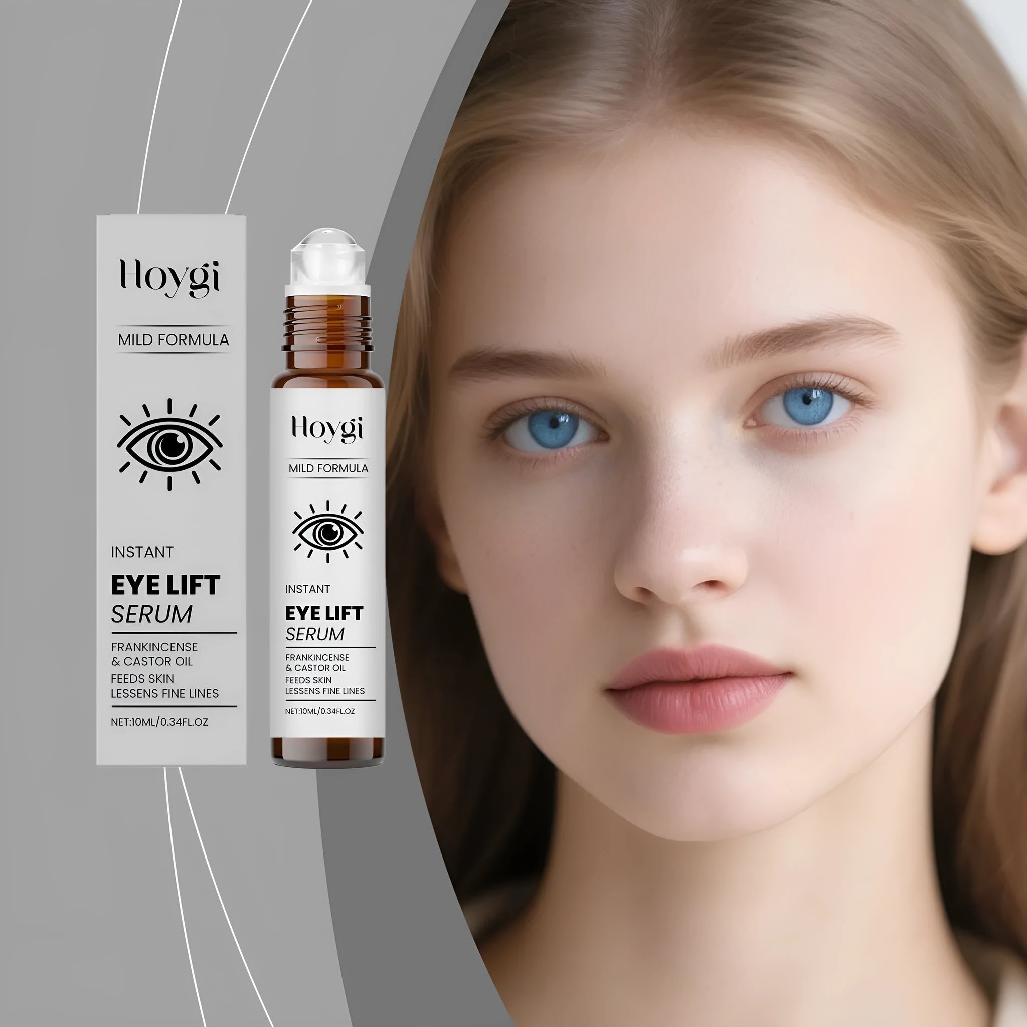 10ml eye tightening ball liquid with frankincense and castor oil under eye serum in bottle