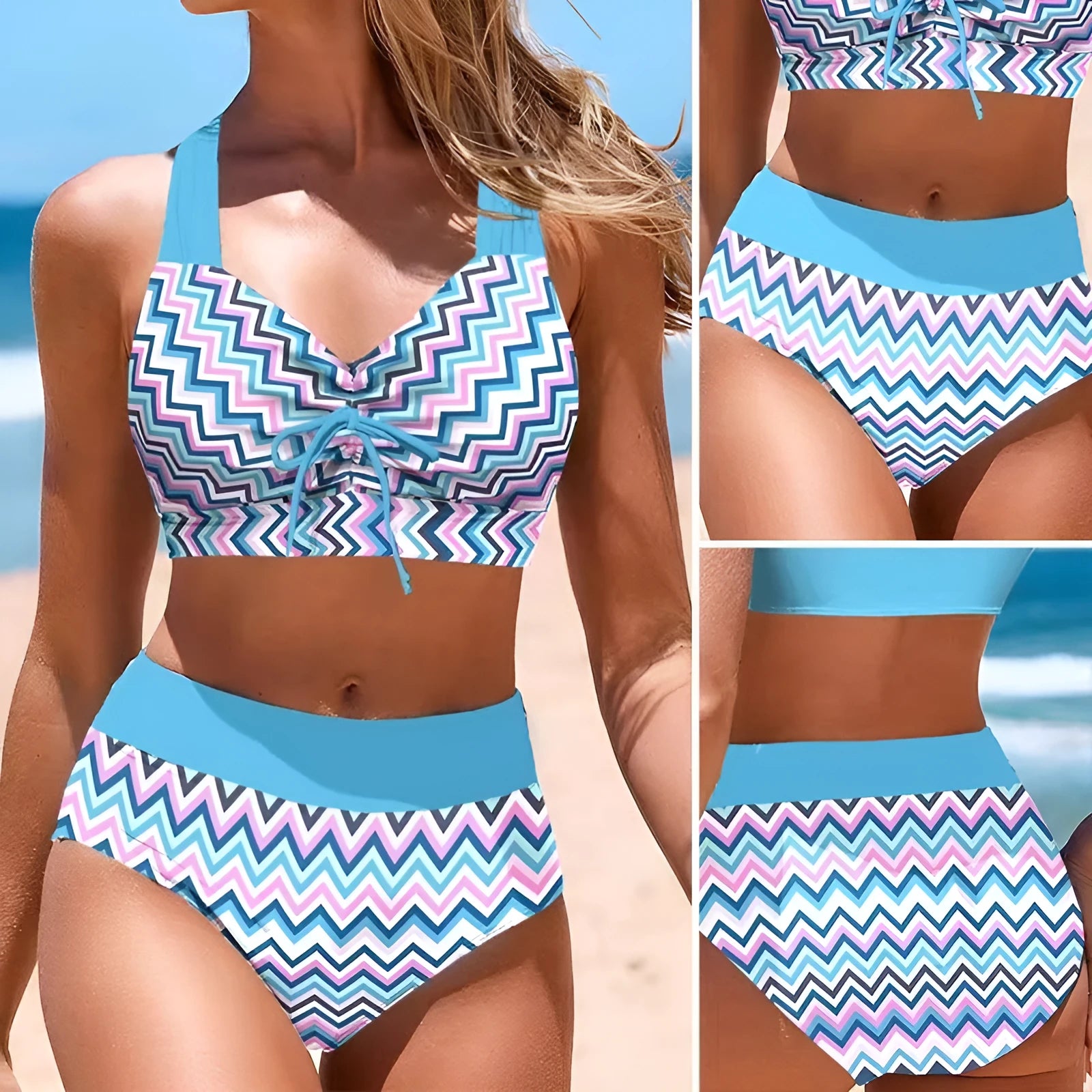 Solid colour cross sling split swimsuit for women in polyester with briefs styling