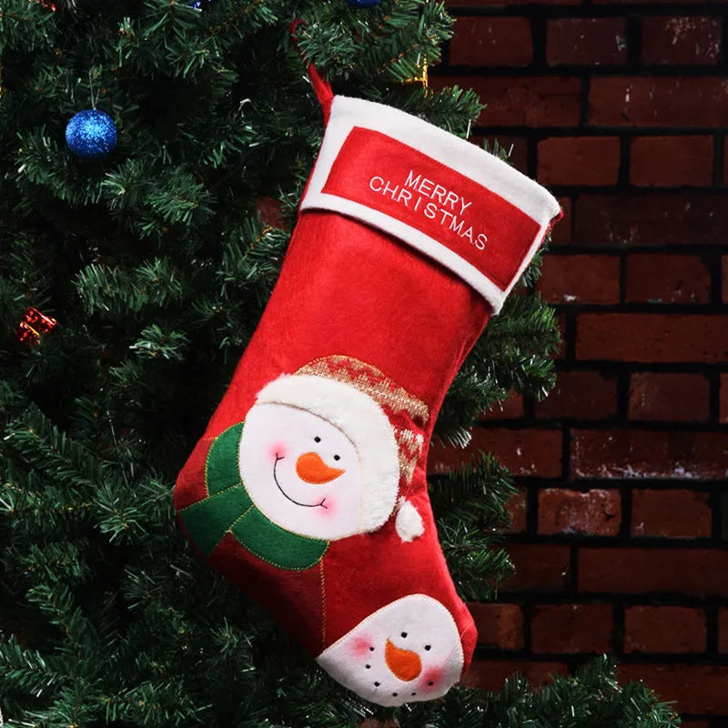 American style Christmas stocking pendant decorations in elk, old man and snowman non-woven fabric designs