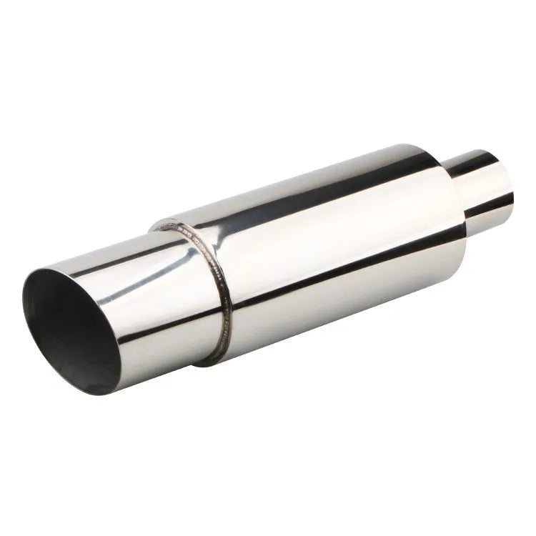 Stainless steel straight drum car exhaust pipe 365mm in silver finish for modification
