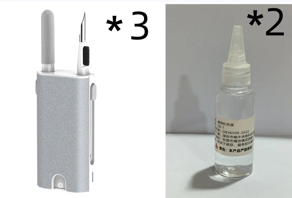 5-in-1 electronics cleaning pen with flocking sponge, brush and metal tip for phones and earphones